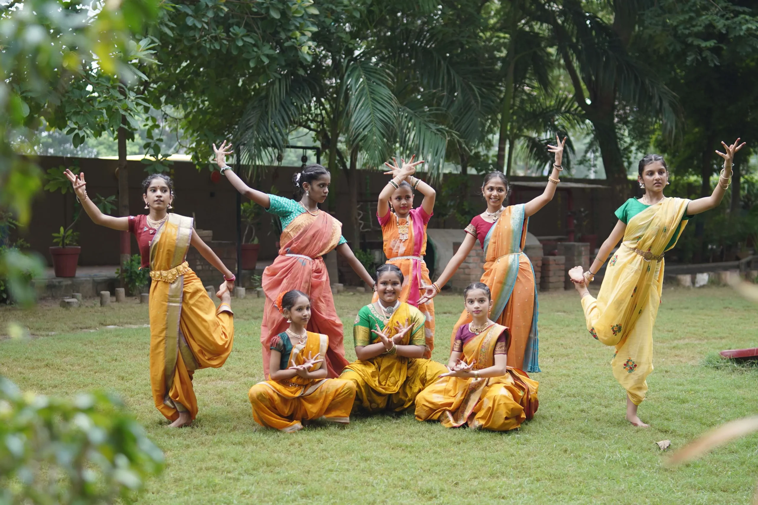 Students Performing Indian Classical Dance Outdoors
