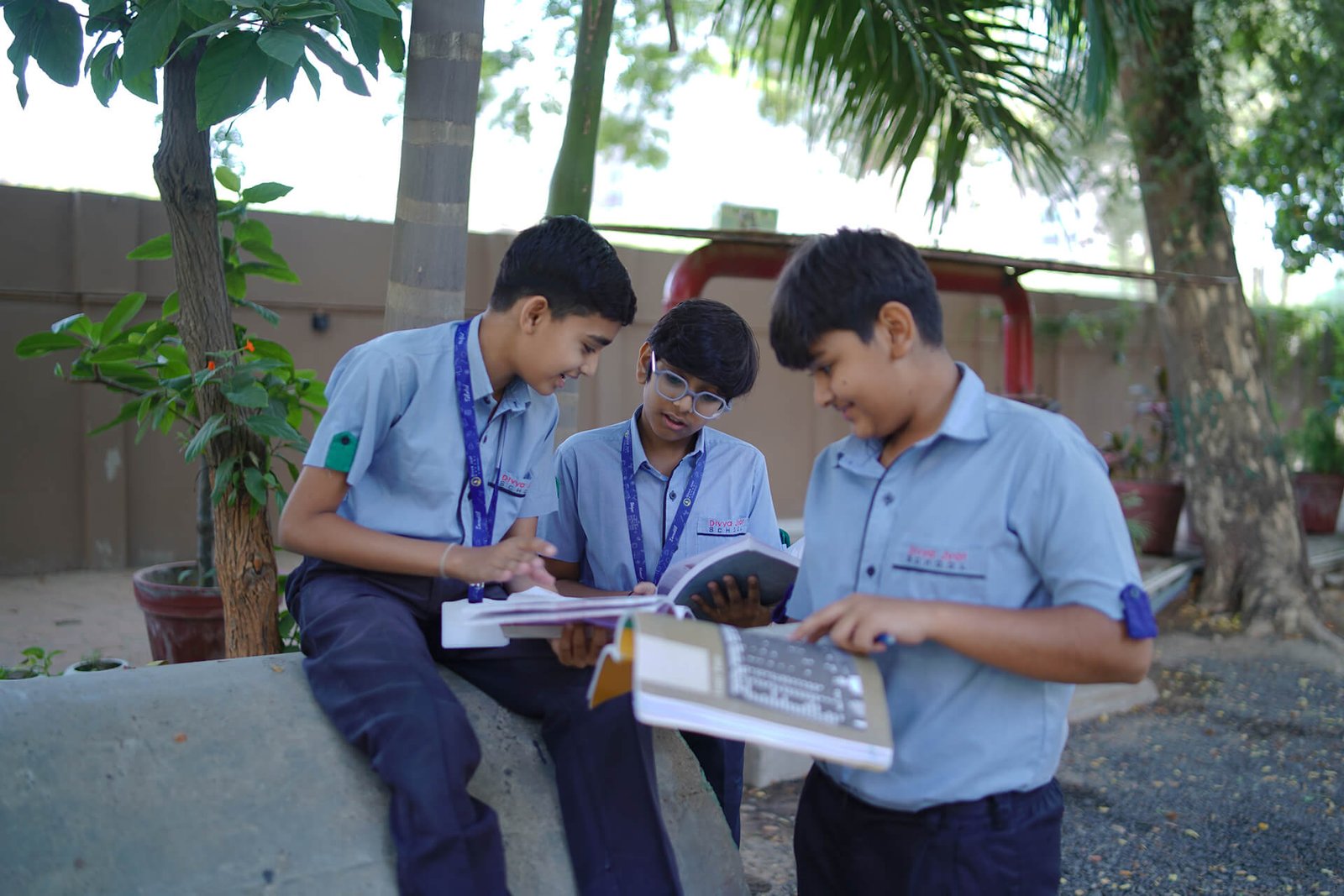 Schoolboys Reading Books